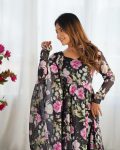 DESIGNER ORGANZA PRINTED EMBBROIDERY SEQUENCE WORK GOWN BOTTOM WIH DUPATTA FESTIVE WEAR WHOLESALE PRICE ETHNIC GARMENT(18)