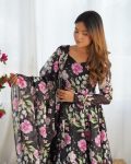 DESIGNER ORGANZA PRINTED EMBBROIDERY SEQUENCE WORK GOWN BOTTOM WIH DUPATTA FESTIVE WEAR WHOLESALE PRICE ETHNIC GARMENT(18)
