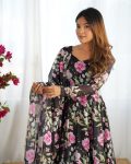 DESIGNER ORGANZA PRINTED EMBBROIDERY SEQUENCE WORK GOWN BOTTOM WIH DUPATTA FESTIVE WEAR WHOLESALE PRICE ETHNIC GARMENT(18)