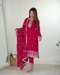 DESIGNER RANGOLI SILK EMBROIDERY SEQUENCE AND JARI WORK TOP BOTTOM WITH DUPATTA FESTIVE WEAR WHOLESALE PRICE ETHNIC GARMENT (11)