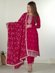 DESIGNER RANGOLI SILK EMBROIDERY SEQUENCE AND JARI WORK  TOP BOTTOM WITH DUPATTA RANI