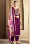 DESIGNER RAYON SLUB EMBROIDERY WORK TOP BOTTOM WITH DUPATTA FESTIVE WEAR WHOLESALE PRICE ETHNIC GARMENT (13)