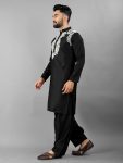 DESIGNER SATIN SILK EMBROIDERY WORK MEN’S KURTA WITH PATHANI PAYJAMA PARTY WEAR WHOLESALE PRICE ETHNIC GARMENT (4)
