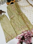 DESIGNER SEQUENCE AND ZARI EMBROIDERY WITH PEARL AND DIAMOND HANDWORK TOP PALAZZO WITH DUPATTA FESTIVE WEAR WHOLESALE PRICE ETHNIC GARMENT (6)