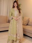DESIGNER SEQUENCE AND ZARI EMBROIDERY WITH PEARL AND DIAMOND HANDWORK TOP PALAZZO WITH DUPATTA FESTIVE WEAR WHOLESALE PRICE ETHNIC GARMENT (6)