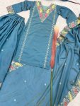 DESIGNER SHIMMER SILK EMBROIDERY SEQUENCE WORK TOP PALAZZO WITH DUPATTA PARTY WEAR WHOLESALE PRICE ETHNIC GARMENT (5)