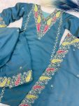 DESIGNER SHIMMER SILK EMBROIDERY SEQUENCE WORK TOP PALAZZO WITH DUPATTA PARTY WEAR WHOLESALE PRICE ETHNIC GARMENT (5)