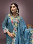 DESIGNER SHIMMER SILK EMBROIDERY SEQUENCE WORK TOP PALAZZO WITH DUPATTA PARTY WEAR WHOLESALE PRICE ETHNIC GARMENT (5)