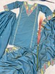 DESIGNER SHIMMER SILK EMBROIDERY SEQUENCE WORK TOP PALAZZO WITH DUPATTA PARTY WEAR WHOLESALE PRICE ETHNIC GARMENT (5)