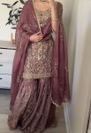 DESIGNER SHIMMER SILK EMBROIDERY SEQUENCE WORK TOP SHARARA WITH DUPATTA PARTY WEAR WHOLESALE PRICE ETHNIC GARMENT (4)