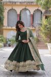 DESIGNER SHIMMER VICHITRA SEQUENCE EMBROIDERY WORK GOWN WITH DUPATTA FESTIVE WEAR WHOLESALE PRICE ETHNIC GARMENT (4)
