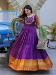 DESIGNER SILK JACQUARD WEAVING AND EMBROIDERED WORK GOWN WITH DUPATTA FESTIVE WEAR WHOLESALE PRICE ETHNIC GARMENT (1)