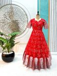 DESIGNER SOFT ORGANZA FOIL WORK GOWN FESTIVE WEAR WHOLESALE PRICE ETHNIC GARMENT (4)