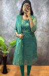DESIGNER TWILL TISSUE NET HANDWORK TOP WITH DUPATTA GREEN