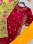 DESIGNER VELVET EMBROIDREY SEQUENCE WORK TOP BOTTOM WITH DUPATTA PARTY WEAR WHOLESALE PRICE ETHNIC GARMENT (5)