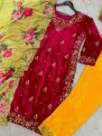 DESIGNER VELVET EMBROIDREY SEQUENCE WORK TOP BOTTOM WITH DUPATTA PARTY WEAR WHOLESALE PRICE ETHNIC GARMENT (5)