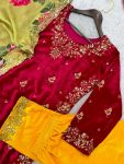 DESIGNER VELVET EMBROIDREY SEQUENCE WORK TOP BOTTOM WITH DUPATTA PARTY WEAR WHOLESALE PRICE ETHNIC GARMENT (5)