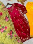 DESIGNER VELVET EMBROIDREY SEQUENCE WORK TOP BOTTOM WITH DUPATTA PARTY WEAR WHOLESALE PRICE ETHNIC GARMENT (5)