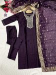 DESIGNER VISCOSE CHANDERI BEADS WITH HAND WORK TOP BOTTOM WITH DUPATTA PARTY WEAR WHOLESALE PRICE ETHNIC GARMENT (6)