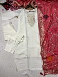 DESIGNER VISCOSE CHANDERI EMBROIDERY WORK TOP BOTTOM WITH DUPATTA FESTIVE WEAR WHOLESALE PRICE ETHNIC GARMENT (6)