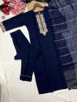 DESIGNER VISCOSE CHANDERI EMBROIDERY WORK TOP BOTTOM WITH DUPATTA FESTIVE WEAR WHOLESALE PRICE ETHNIC GARMENT (2)