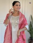 DESIGNER VISCOSE CHANDERI EMBROIDERY WORK TOP BOTTOM WITH DUPATTA FESTIVE WEAR WHOLESALE PRICE ETHNIC GARMENT (6)