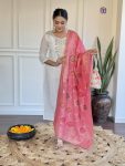 DESIGNER VISCOSE CHANDERI EMBROIDERY WORK TOP BOTTOM WITH DUPATTA FESTIVE WEAR WHOLESALE PRICE ETHNIC GARMENT (6)