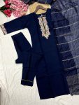 DESIGNER VISCOSE CHANDERI EMBROIDERY WORK TOP BOTTOM WITH DUPATTA FESTIVE WEAR WHOLESALE PRICE ETHNIC GARMENT (2)
