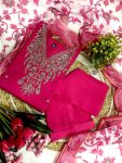 DESIGNER VISCOSE CHANDERI SILK EMBROIDERY WORK TOP BOTTOM WITH DUPATTA PARTY WEAR WHOLESALE PRICE ETHNIC GARMENT (7)