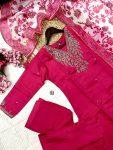 DESIGNER VISCOSE CHANDERI SILK EMBROIDERY WORK TOP BOTTOM WITH DUPATTA PARTY WEAR WHOLESALE PRICE ETHNIC GARMENT (7)