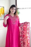 DESIGNER VISCOSE CHANDERI SILK EMBROIDERY WORK TOP BOTTOM WITH DUPATTA PARTY WEAR WHOLESALE PRICE ETHNIC GARMENT (7)