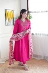 DESIGNER VISCOSE CHANDERI SILK EMBROIDERY WORK TOP BOTTOM WITH DUPATTA PARTY WEAR WHOLESALE PRICE ETHNIC GARMENT (7)
