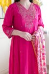 DESIGNER VISCOSE CHANDERI SILK EMBROIDERY WORK TOP BOTTOM WITH DUPATTA PARTY WEAR WHOLESALE PRICE ETHNIC GARMENT (7)