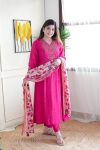 DESIGNER VISCOSE CHANDERI SILK EMBROIDERY WORK TOP BOTTOM WITH DUPATTA PARTY WEAR WHOLESALE PRICE ETHNIC GARMENT (7)