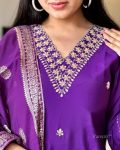 DESIGNER VISCOSE CHANDERI SILK HAND EMBROIDERY AND ZARI WEAVING WORK TOP BOTTOM WITH DUPATTA FESTIVE WEAR WHOLESALE PRICE ETHNIC GARMENT (2)