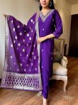 DESIGNER VISCOSE CHANDERI SILK HAND EMBROIDERY AND ZARI WEAVING WORK TOP BOTTOM WITH DUPATTA FESTIVE WEAR WHOLESALE PRICE ETHNIC GARMENT (2)