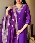 DESIGNER VISCOSE CHANDERI SILK HAND EMBROIDERY AND ZARI WEAVING WORK TOP BOTTOM WITH DUPATTA FESTIVE WEAR WHOLESALE PRICE ETHNIC GARMENT (2)