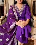 DESIGNER VISCOSE CHANDERI SILK HAND EMBROIDERY AND ZARI WEAVING WORK TOP BOTTOM WITH DUPATTA FESTIVE WEAR WHOLESALE PRICE ETHNIC GARMENT (2)