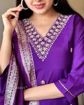 DESIGNER VISCOSE CHANDERI SILK HAND EMBROIDERY AND ZARI WEAVING WORK TOP BOTTOM WITH DUPATTA FESTIVE WEAR WHOLESALE PRICE ETHNIC GARMENT (2)