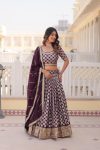 DESIGNER VISCOSE JACQUARD EMBROIDERY SEQUENCE WORK LEHENGA CHOLI WITH DUPATTA WEDDING WEAR WHOLESALE PRICE ETHNIC GARMENT (1)