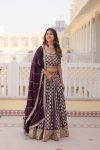 DESIGNER VISCOSE JACQUARD EMBROIDERY SEQUENCE WORK LEHENGA CHOLI WITH DUPATTA WEDDING WEAR WHOLESALE PRICE ETHNIC GARMENT (1)