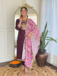 DESIGNER VISCOSE RAYON SEQUENCE CODING EMBROIDERY WORK TOP BOTTOM WITH DUPATTA FESTIVE WEAR WHOLESALE PRICE ETHNIC GARMENT (5)