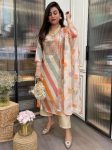 DESIGNER CHINON SILK EMBROIDERY LINING WORK TOP BOTTOM WITH DUPATTA MULTI