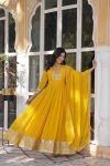 FANCY BLOOMING GEORGETTE EMBROIDREY SEQUENCE WORK GOWN WITH DUPATTA PARTY WEAR WHOLESALE PRICE ETHNIC GARMENT (7)