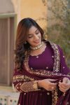 FANCY BLOOMING GEORGETTE ZARI EMBROIDERY SEQUENCE WORK GOWN WITH DUPATTA PARTY WEAR WHOLESALE PRICE ETHNIC GARMENT (11)