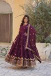 FANCY BLOOMING GEORGETTE ZARI EMBROIDERY SEQUENCE WORK GOWN WITH DUPATTA PARTY WEAR WHOLESALE PRICE ETHNIC GARMENT (11)