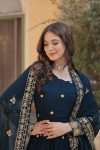 FANCY BLOOMING GEORGETTE ZARI EMBROIDERY SEQUENCE WORK GOWN WITH DUPATTA PARTY WEAR WHOLESALE PRICE ETHNIC GARMENT (8)