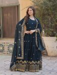 FANCY BLOOMING GEORGETTE ZARI EMBROIDERY SEQUENCE WORK GOWN WITH DUPATTA PARTY WEAR WHOLESALE PRICE ETHNIC GARMENT (8)