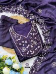 FANCY CHANDERI SILK EMBROIDREY WORK TOP BOTTOM WITH DUPATTA PARTY WEAR WHOLESALE PRICE ETHNIC GARMENT (5)
