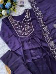 FANCY CHANDERI SILK EMBROIDREY WORK TOP BOTTOM WITH DUPATTA PARTY WEAR WHOLESALE PRICE ETHNIC GARMENT (5)